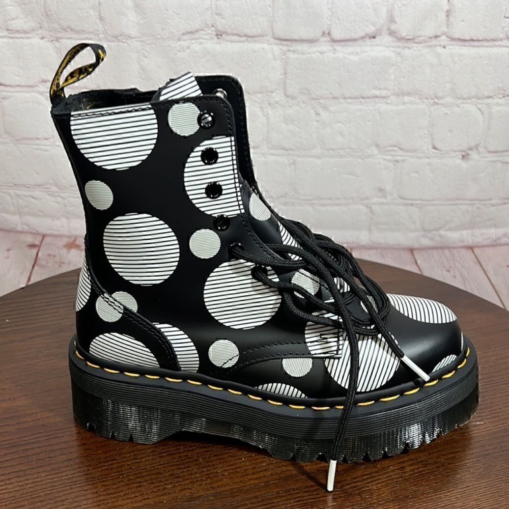 DR. MARTENS doc martens Platform polka dot JADON moto boots LIMITED EDITION! 8